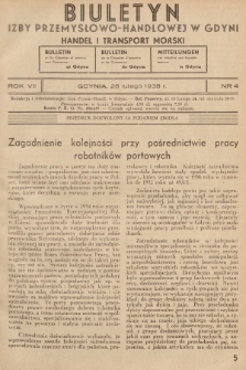 Biuletyn Izby Przemysłowo-Handlowej w Gdyni : handel i transport morski. 1938, nr 4