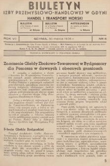 Biuletyn Izby Przemysłowo-Handlowej w Gdyni : handel i transport morski. 1938, nr 6