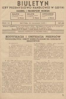 Biuletyn Izby Przemysłowo-Handlowej w Gdyni : handel i transport morski. 1938, nr 22