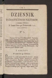Dziennik Patryotycznych Politykow. 1792, nr 5