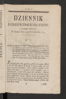 Dziennik Patryotycznych Politykow. 1792, nr 7