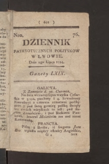 Dziennik Patryotycznych Politykow we Lwowie. 1794, nr 76