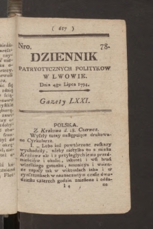 Dziennik Patryotycznych Politykow we Lwowie. 1794, nr 78