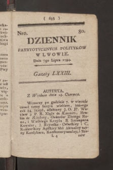 Dziennik Patryotycznych Politykow we Lwowie. 1794, nr 80