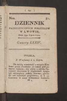 Dziennik Patryotycznych Politykow we Lwowie. 1794, nr 81