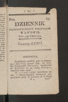 Dziennik Patryotycznych Politykow we Lwowie. 1794, nr 83