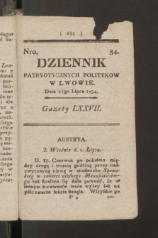 Dziennik Patryotycznych Politykow we Lwowie. 1794, nr 84