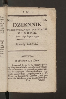 Dziennik Patryotycznych Politykow we Lwowie. 1794, nr 88