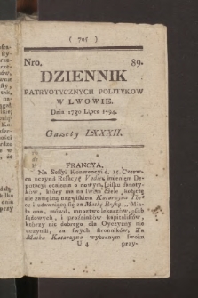 Dziennik Patryotycznych Politykow we Lwowie. 1794, nr 89