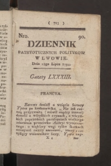 Dziennik Patryotycznych Politykow we Lwowie. 1794, nr 90