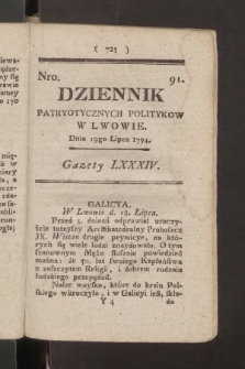 Dziennik Patryotycznych Politykow we Lwowie. 1794, nr 91