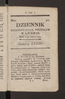 Dziennik Patryotycznych Politykow we Lwowie. 1794, nr 92