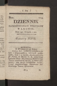 Dziennik Patryotycznych Politykow we Lwowie. 1794, nr 104