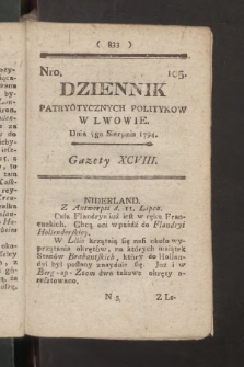 Dziennik Patryotycznych Politykow we Lwowie. 1794, nr 105