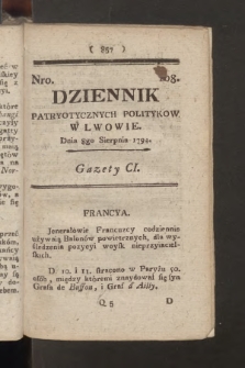 Dziennik Patryotycznych Politykow we Lwowie. 1794, nr 108