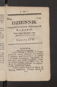 Dziennik Patryotycznych Politykow we Lwowie. 1794, nr 114