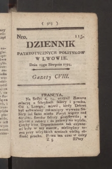 Dziennik Patryotycznych Politykow we Lwowie. 1794, nr 115
