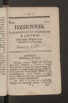 Dziennik Patryotycznych Politykow we Lwowie. 1794, nr 121