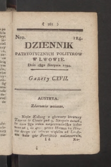 Dziennik Patryotycznych Politykow we Lwowie. 1794, nr 124