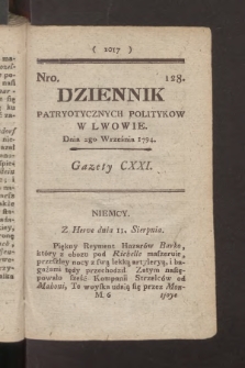 Dziennik Patryotycznych Politykow we Lwowie. 1794, nr 128