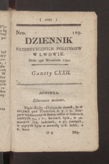 Dziennik Patryotycznych Politykow we Lwowie. 1794, nr 129