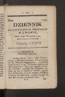 Dziennik Patryotycznych Politykow we Lwowie. 1794, nr 134
