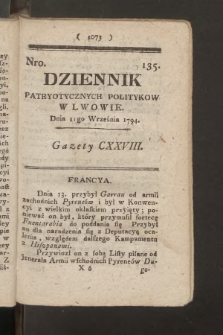 Dziennik Patryotycznych Politykow we Lwowie. 1794, nr 135
