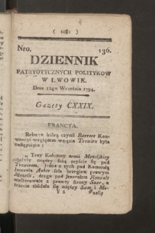 Dziennik Patryotycznych Politykow we Lwowie. 1794, nr 136