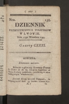 Dziennik Patryotycznych Politykow we Lwowie. 1794, nr 138