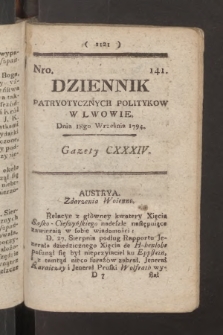 Dziennik Patryotycznych Politykow we Lwowie. 1794, nr 141