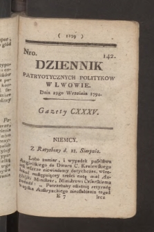 Dziennik Patryotycznych Politykow we Lwowie. 1794, nr 142