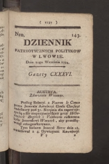 Dziennik Patryotycznych Politykow we Lwowie. 1794, nr 143