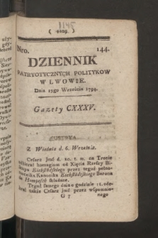 Dziennik Patryotycznych Politykow we Lwowie. 1794, nr 144