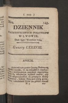 Dziennik Patryotycznych Politykow we Lwowie. 1794, nr 145