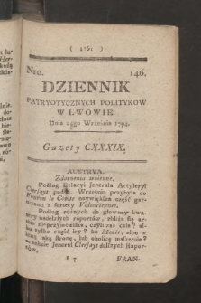 Dziennik Patryotycznych Politykow we Lwowie. 1794, nr 146