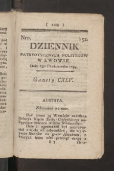 Dziennik Patryotycznych Politykow we Lwowie. 1794, nr 152