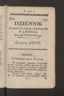 Dziennik Patryotycznych Politykow we Lwowie. 1794, nr 154