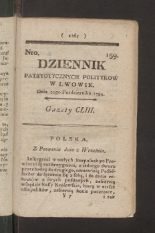 Dziennik Patryotycznych Politykow we Lwowie. 1794, nr 159