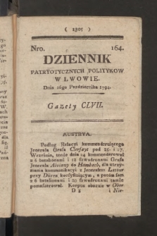 Dziennik Patryotycznych Politykow we Lwowie. 1794, nr 164