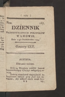 Dziennik Patryotycznych Politykow we Lwowie. 1794, nr 167