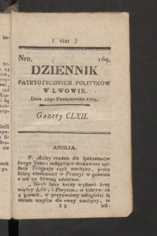 Dziennik Patryotycznych Politykow we Lwowie. 1794, nr 169