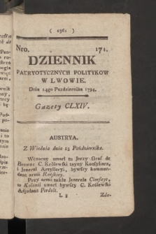 Dziennik Patryotycznych Politykow we Lwowie. 1794, nr 171