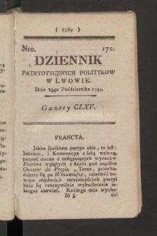 Dziennik Patryotycznych Politykow we Lwowie. 1794, nr 172