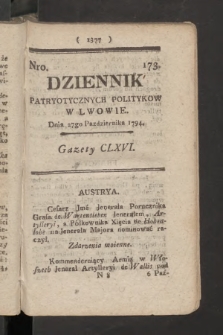 Dziennik Patryotycznych Politykow we Lwowie. 1794, nr 173