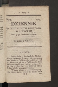 Dziennik Patryotycznych Politykow we Lwowie. 1794, nr 177