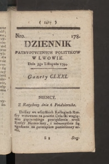 Dziennik Patryotycznych Politykow we Lwowie. 1794, nr 178