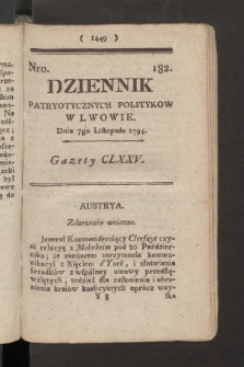 Dziennik Patryotycznych Politykow we Lwowie. 1794, nr 182