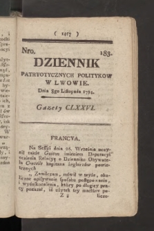 Dziennik Patryotycznych Politykow we Lwowie. 1794, nr 183