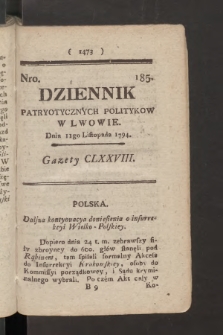 Dziennik Patryotycznych Politykow we Lwowie. 1794, nr 185