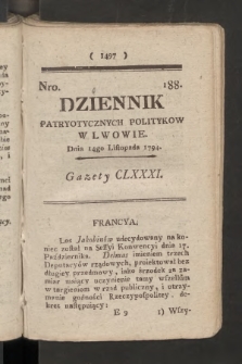 Dziennik Patryotycznych Politykow we Lwowie. 1794, nr 188